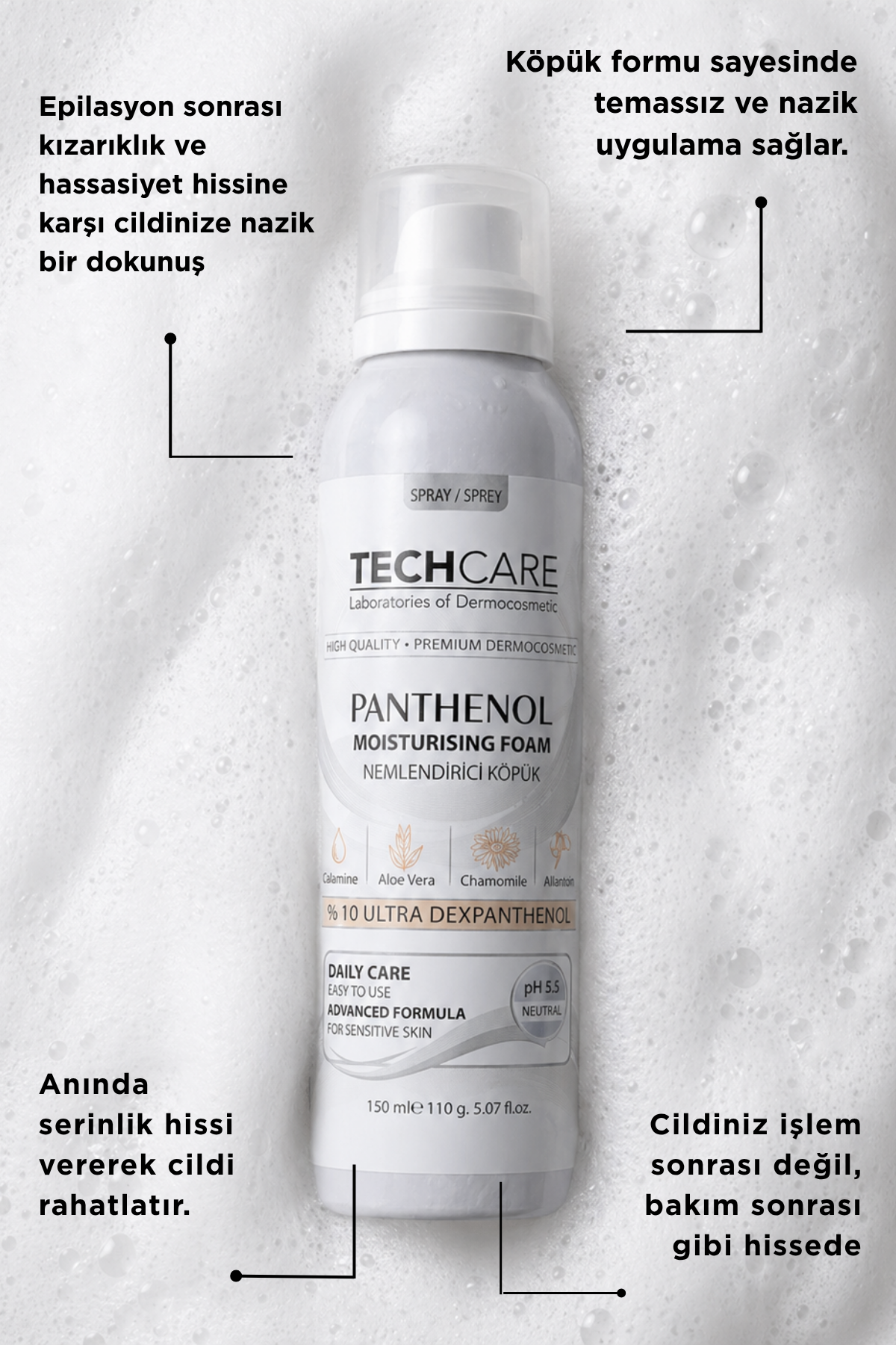 Lazer Epilasyon Ve Ağda Sonrası Panthenol Nemlendirici Tahriş Azaltıcı Köpük 150ML